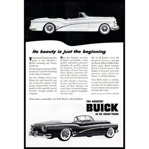1953 Buick Skylark Convertible Vintage Print Ad Classic Car Man Cave Wall Art